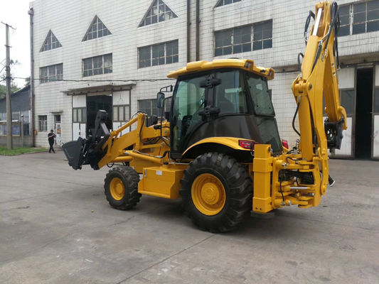 Máy xúc lật bánh lốp động cơ YUCHAI Máy xúc đào liên hợp màu vàng