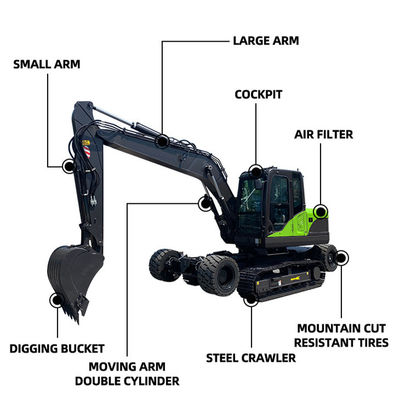 Máy đào bánh xích thủy lực Máy đào Diesel mini WEAX12 9 tấn