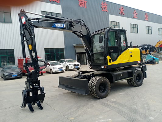 Máy đào loại bánh xe cơ khí của Trung Quốc có vật lộn để lấy gỗ hoặc cỏ