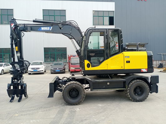 Máy đào loại bánh xe cơ khí của Trung Quốc có vật lộn để lấy gỗ hoặc cỏ