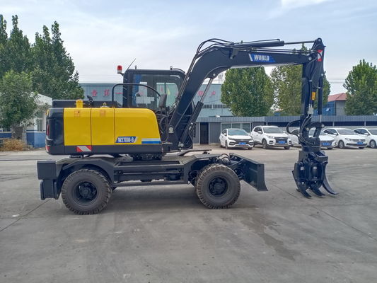 Máy đào loại bánh xe cơ khí của Trung Quốc có vật lộn để lấy gỗ hoặc cỏ
